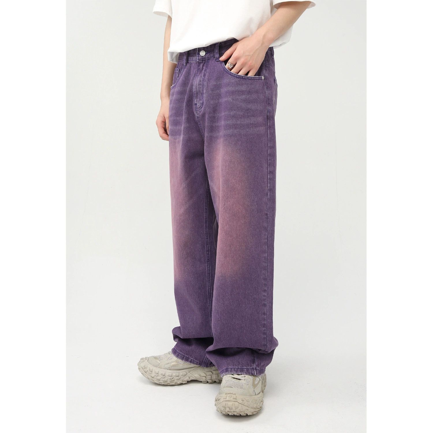 Jean Japanese retro straight purple wide-leg jeans for men Size US 32 / EU 48 - 2 Thumbnail