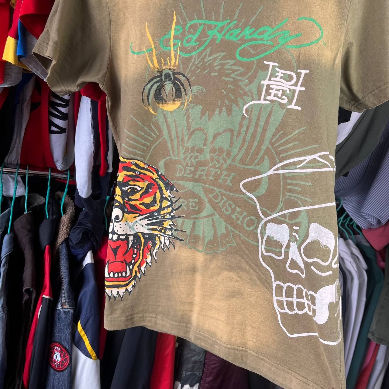 Ed Hardy Vintage Ed Hardy by Christian Audigier Green Tshirt Size US M / EU 48-50 / 2 - 6 Thumbnail