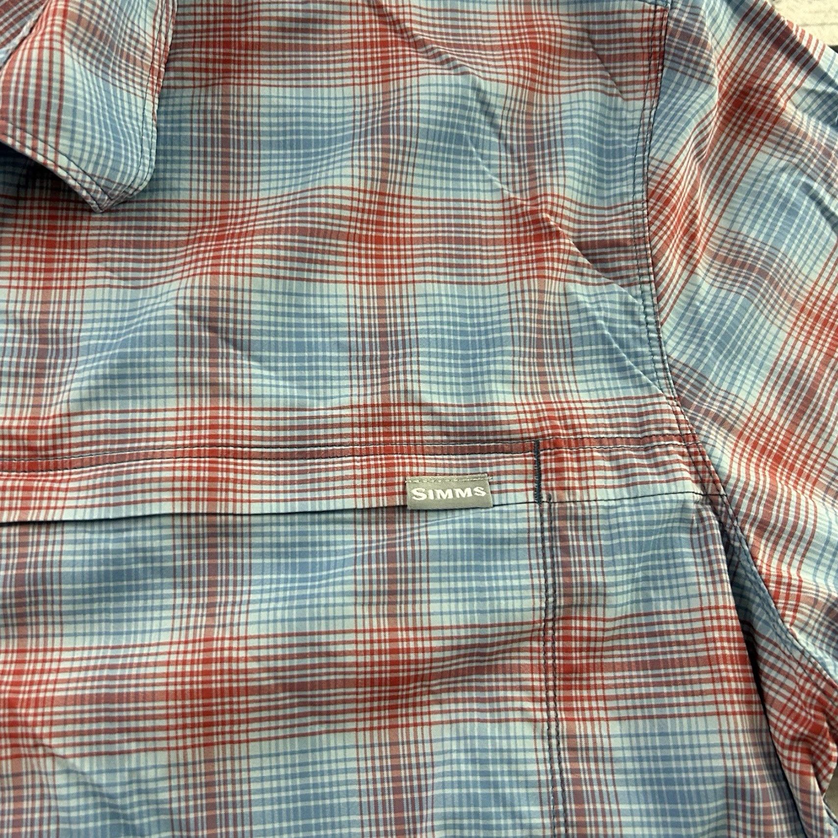 Vintage SIMMS Short Sleeve Plaid Nylon Button-Up Shirt Men's XL Blue Red Size US XL / EU 56 / 4 - 3 Thumbnail