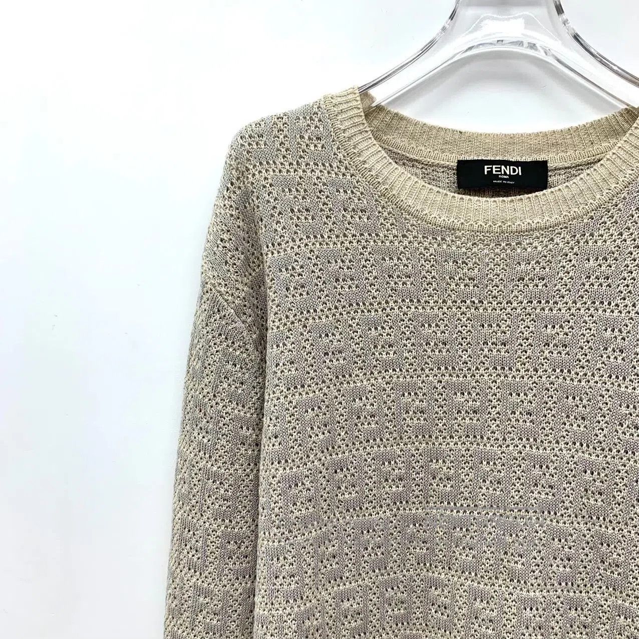 Fendi Fendi Multicolor Logo Monogrammed Linen Crewneck Sweater| Size US M / EU 48-50 / 2 - 3 Thumbnail