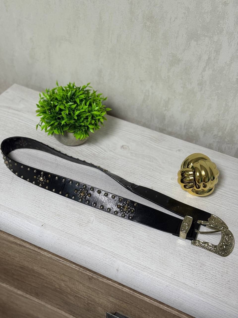 If Six Was Nine VTG Western Leather Belt Cowboy Y2K 00s USA Size 90 cm Size ONE SIZE - 7 Thumbnail