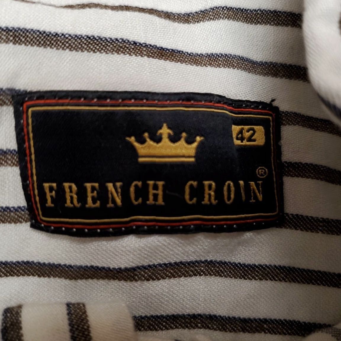 Vintage French Crown Shirt Mens XL Black White Vertical Striped Short Sleeve Button-Up Size US XL / EU 56 / 4 - 4 Thumbnail