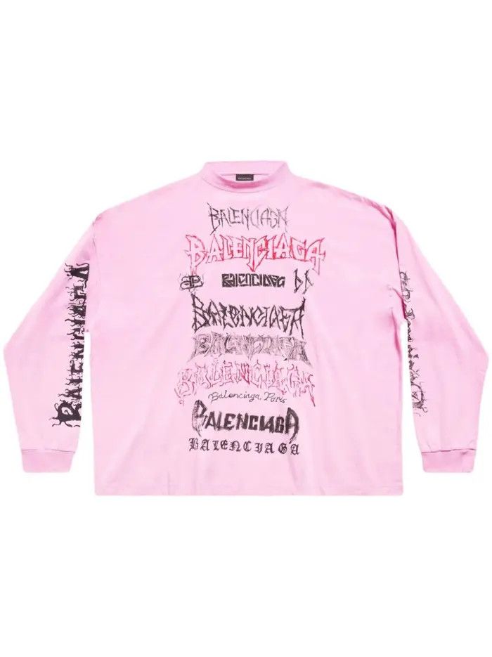 Balenciaga o1bcso1str0226 DIY Metal Long Sleeve T-Shirt Medium Fit Pink Size US S / EU 44-46 / 1 - 1 Thumbnail