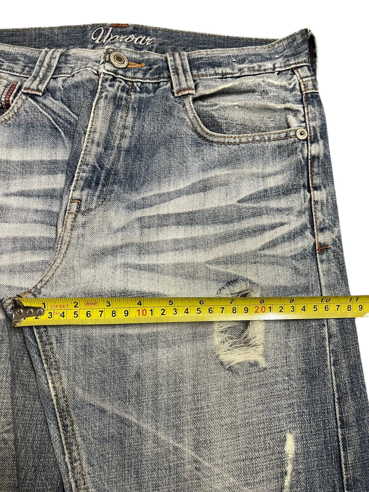 14th Addiction Vintage Japanese Brand Blue Faded Wash Distress Loose Jeans Size US 31 - 14 Thumbnail
