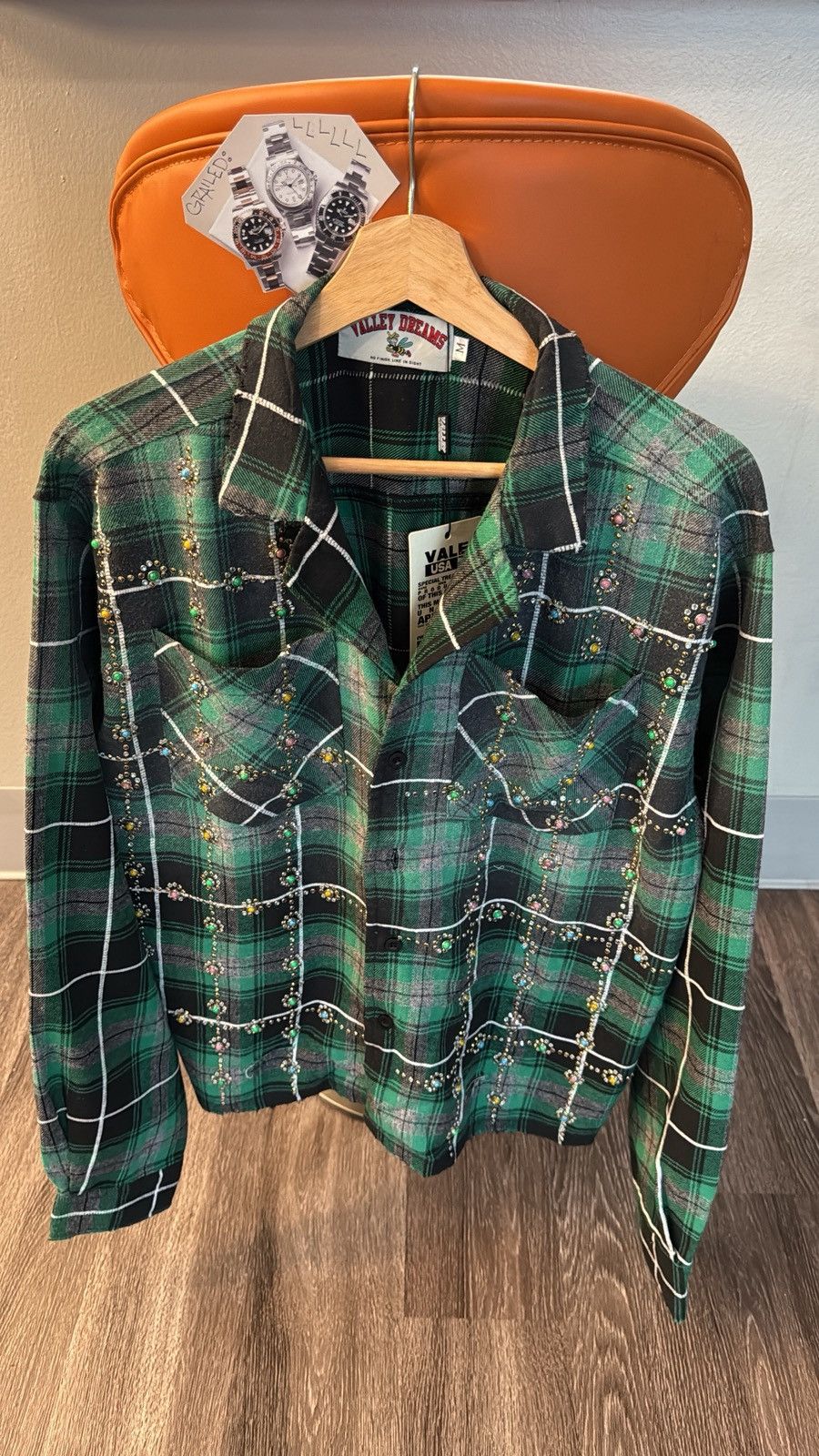 Streetwear × Vale Vale lives Green Day rhinestone flannel | Grailed