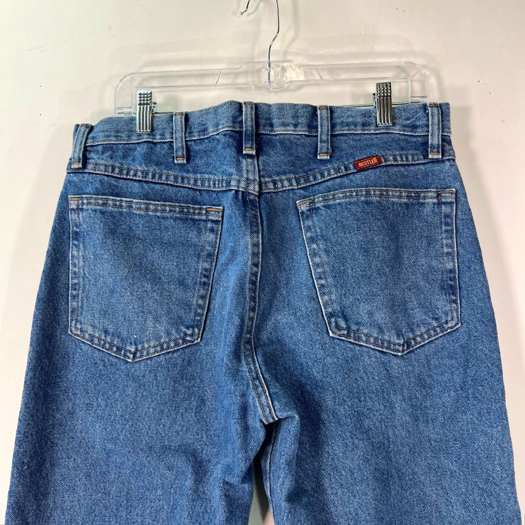 Denime Rustler Mens Flat Front Stretch Mid Rise Straight Blue Denim Jeans 34X29 Shirt? Size US 34 / EU 50 - 4 Thumbnail