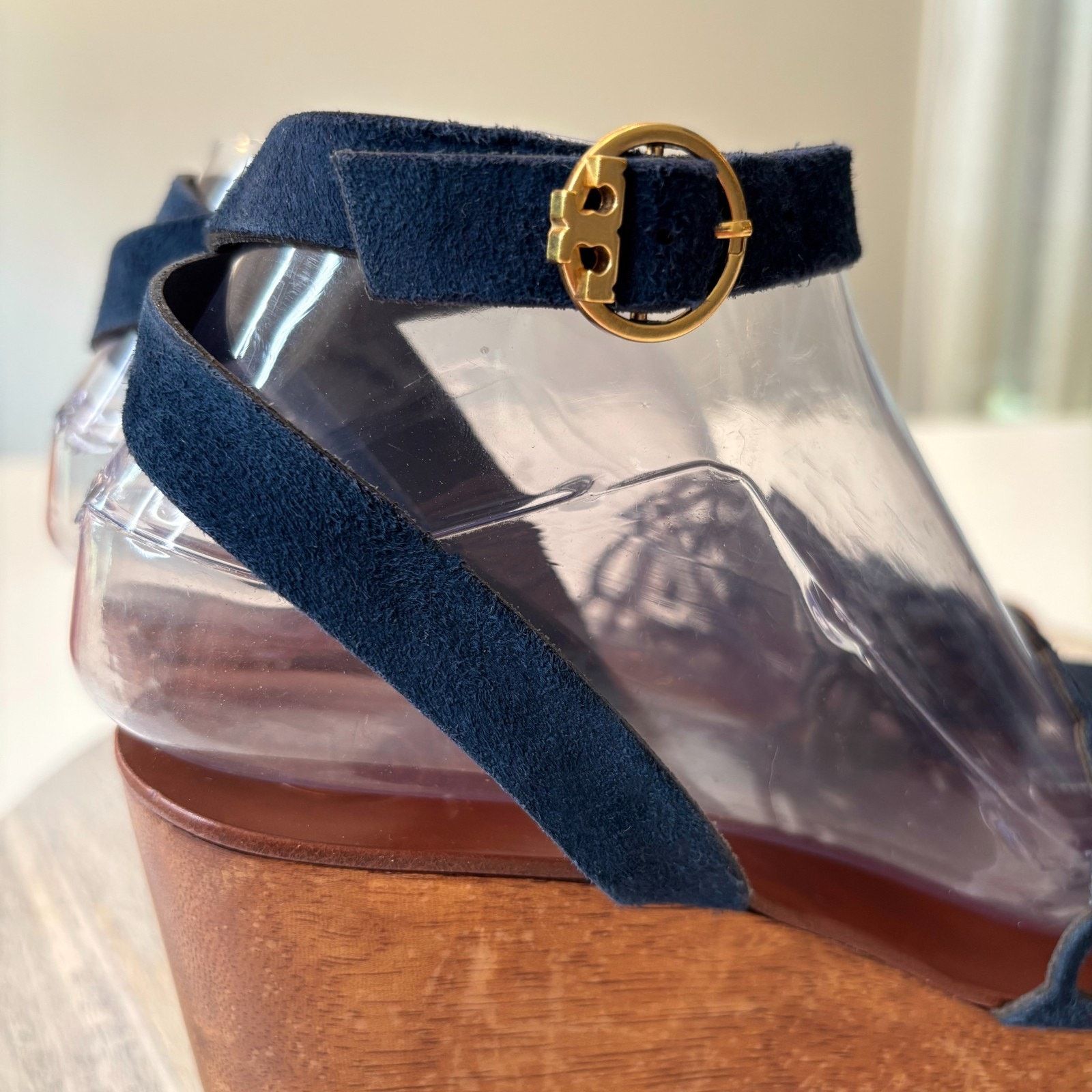 Tory Burch Tory Burch May Lancaster Blue Suede Platform Sandals Sz 6.5 Size US 6.5 / IT 36.5 - 4 Thumbnail