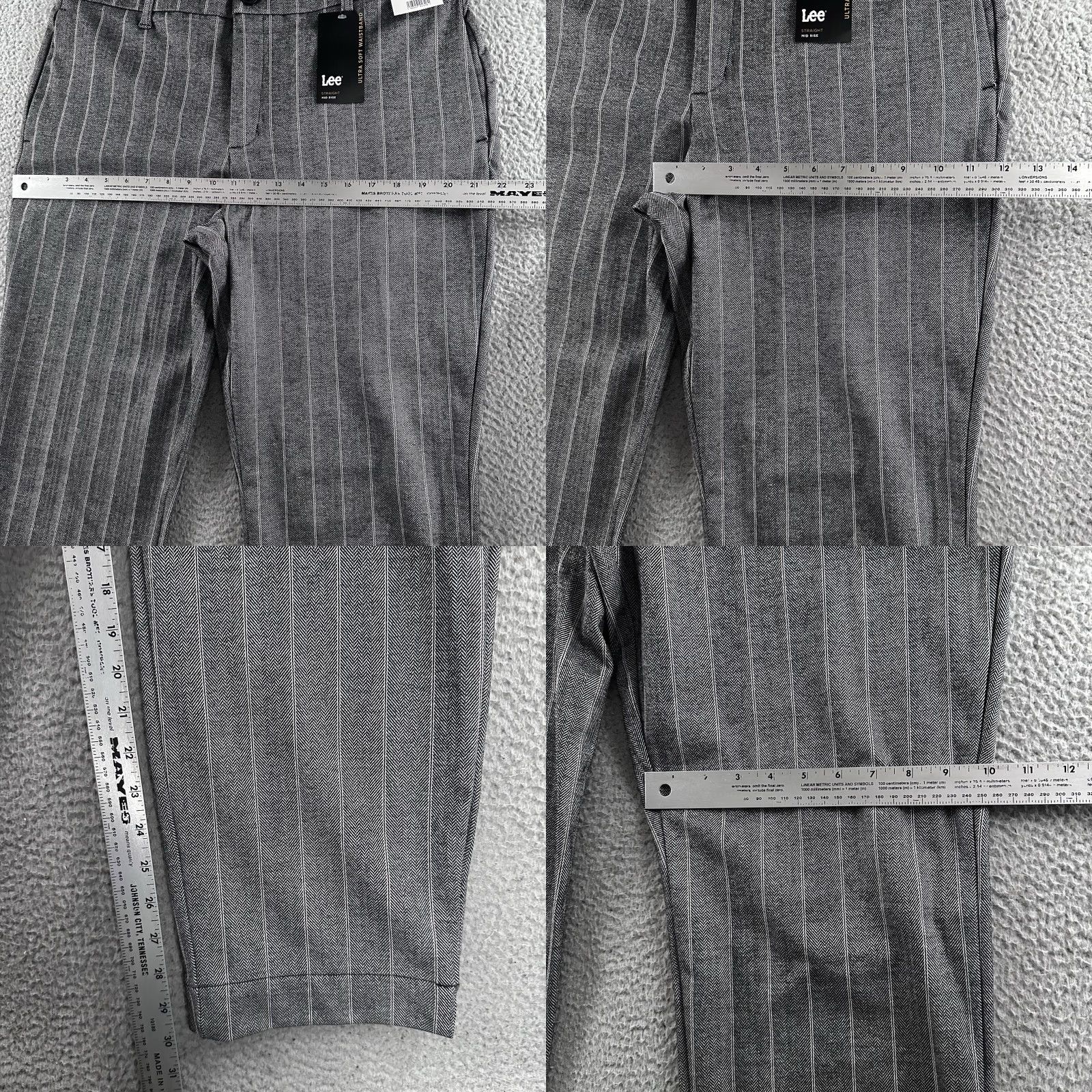 Lee Lee Pants Women Gray Size 18 Straight Mid Rise Striped Polyester Blend Size 25" / US 0 / IT 36 - 8 Thumbnail