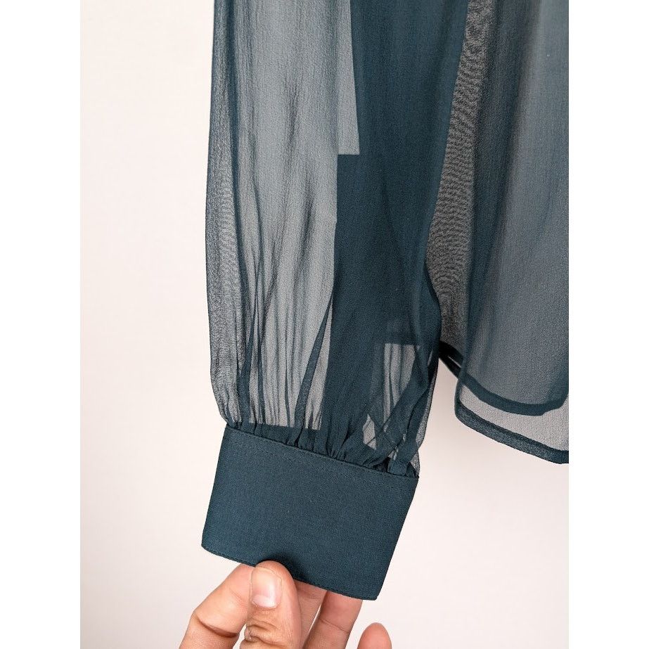Saint Laurent Paris o1rshd1 Crepee De Soie Blouse in Canard Size M / US 6-8 / IT 42-44 - 6 Thumbnail