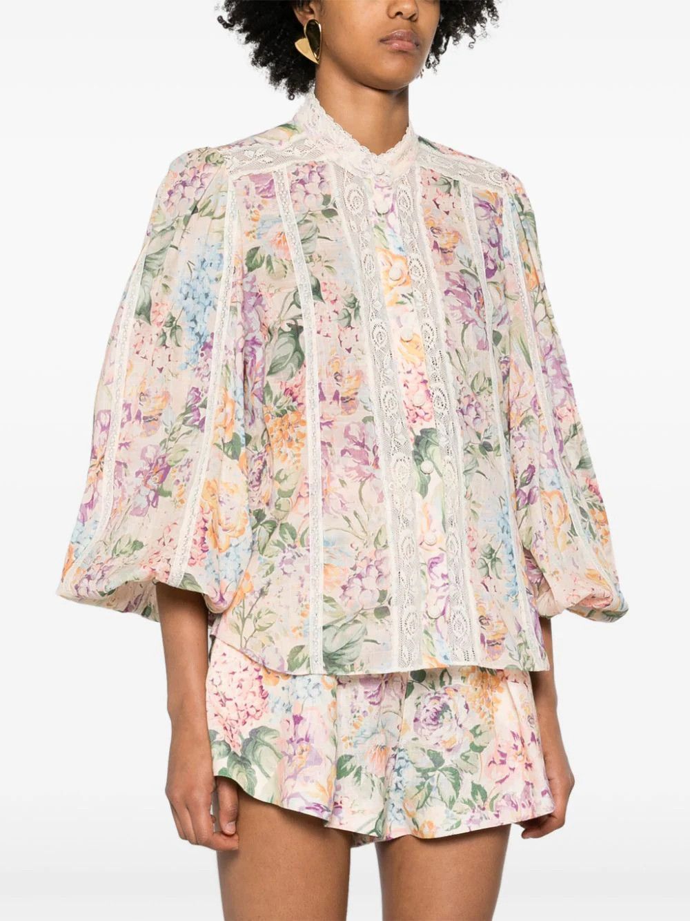 Zimmermann o1s22i1n1024 Halliday Cotton Lace-Trimmed Shirt Size S / US 4 / IT 40 - 3 Thumbnail