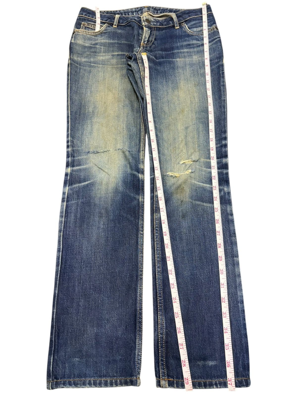 Lucien Pellat-Finet Vintage Japanese Brand Skull Embroidered Distress Jeans Size 29" - 7 Thumbnail