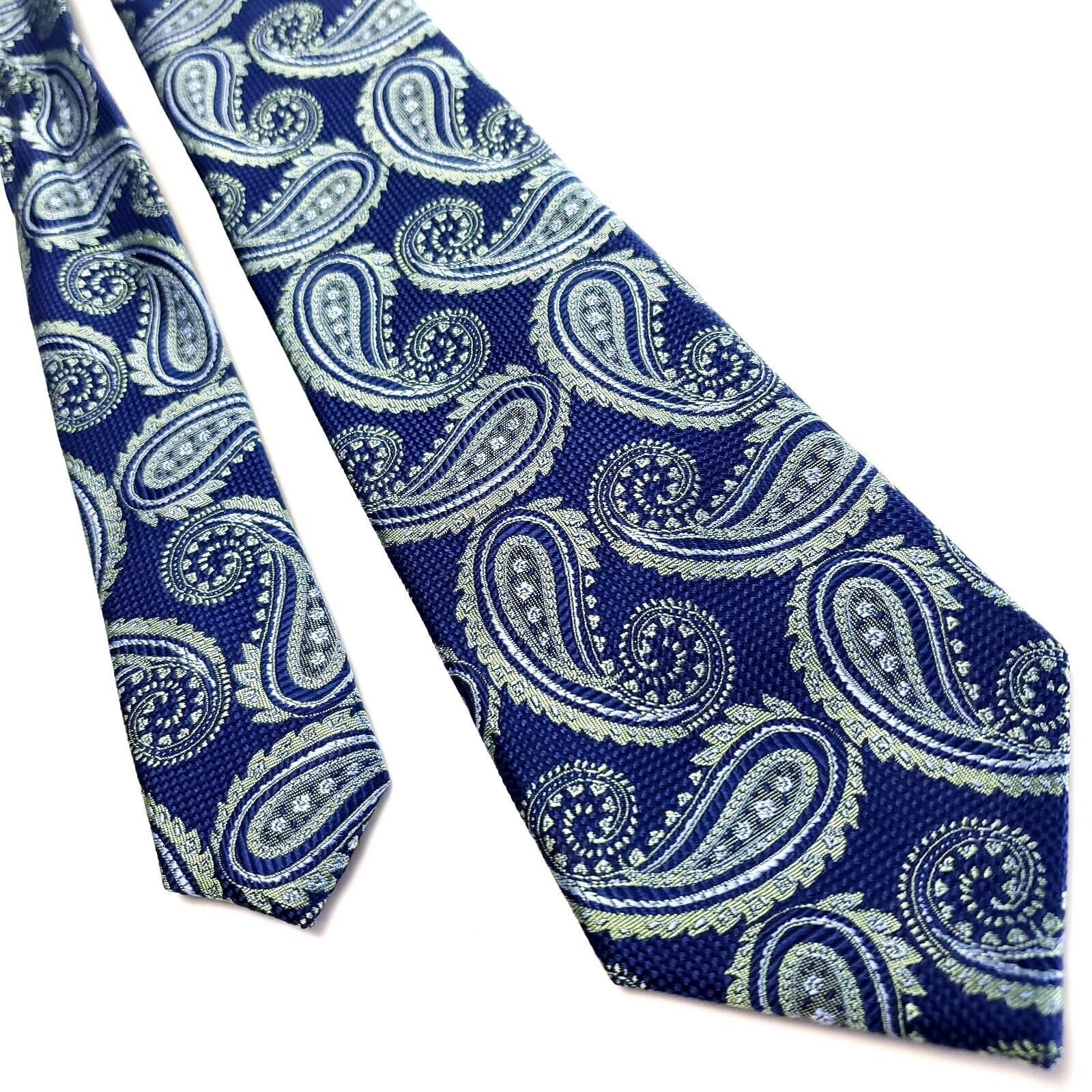 Joseph Abboud Joseph Abboud Blue White Silk Tie Woven Paisley Size ONE SIZE - 1 Thumbnail