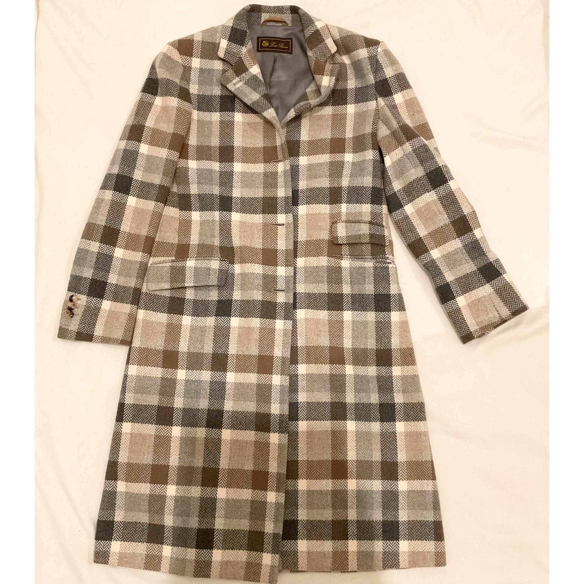 Loro Piana Loro Piana herringbone wool brown grey plaid check women lon Size XS / US 0-2 / IT 36-38 - 1 Thumbnail