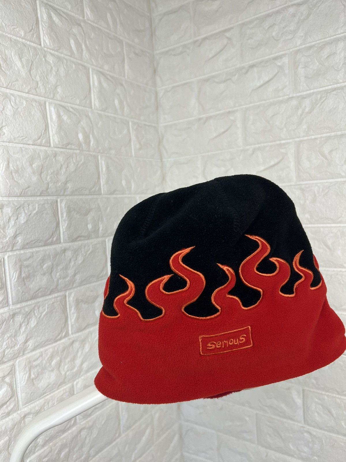 Japanese Brand Fire Flame Red Beanie Hat Size ONE SIZE - 3 Thumbnail