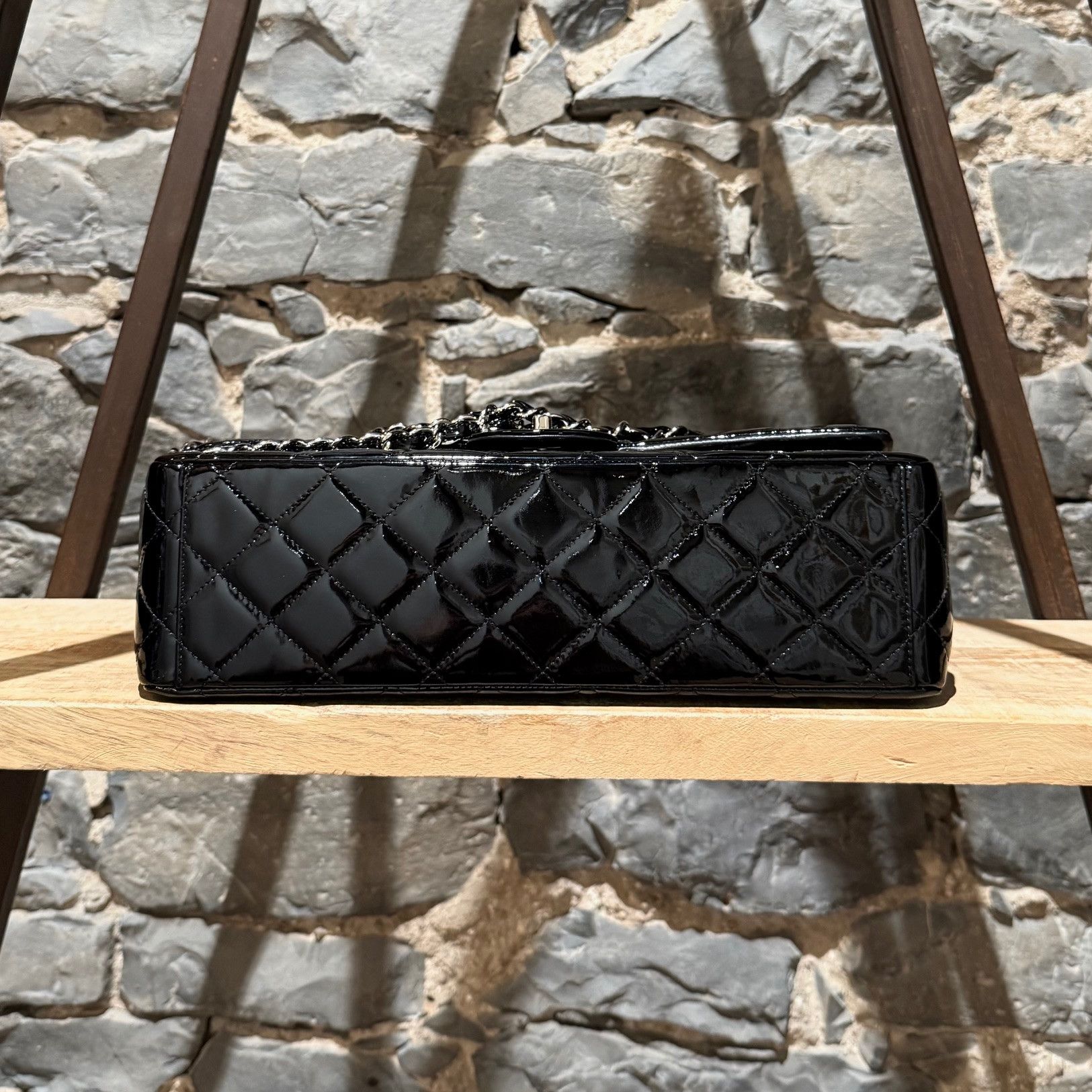 Chanel Chanel Black Patent Leather Maxi Classic Double Flap Bag Size ONE SIZE - 8 Thumbnail