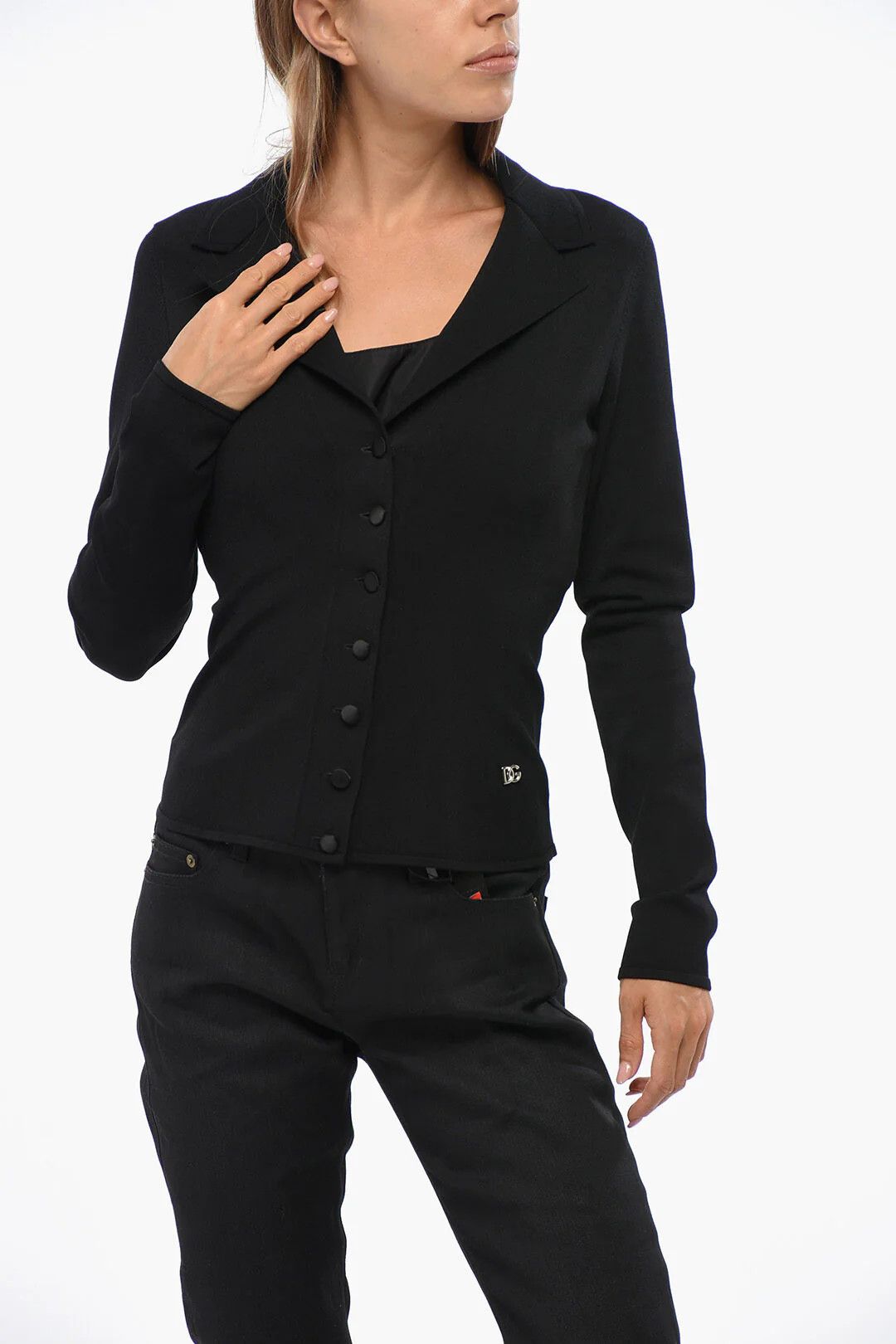 Dolce & Gabbana og1mm0426 Solid-Color Cardigan in Black Size S / US 4 / IT 40 - 1 Thumbnail