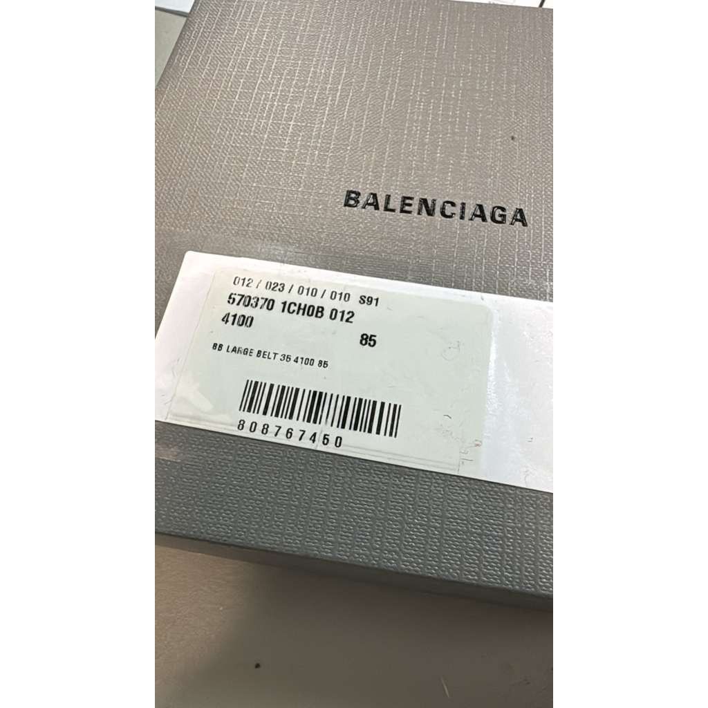 Balenciaga o1rshd1 Q:2 / Size: 85 CM / Natural Calf Large BB Belt Blue Size 34 - 16 Thumbnail