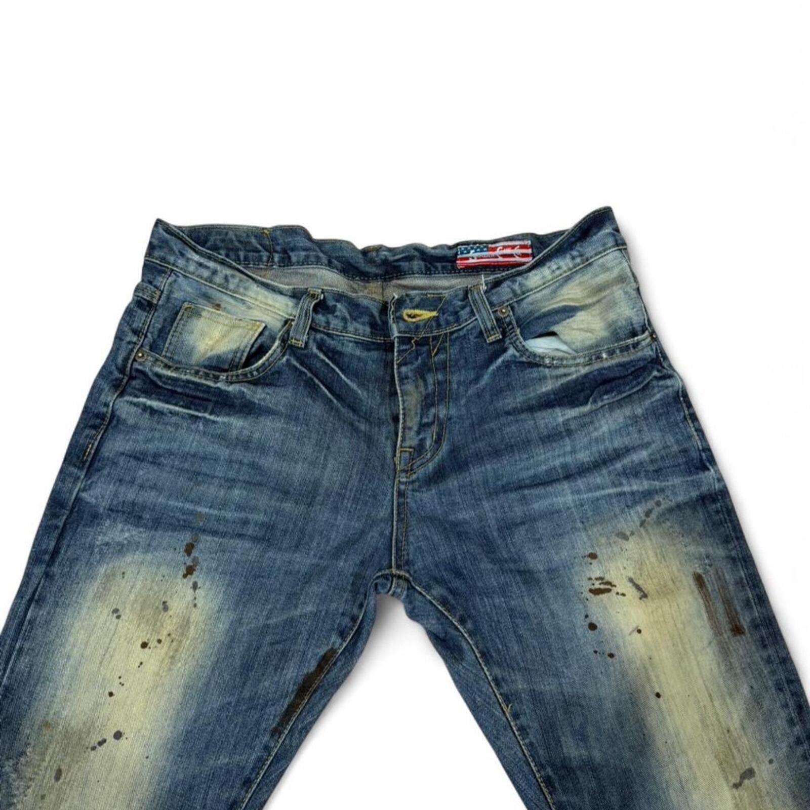 Other Sugar Cane blue denim jeans with paint splatter design Size 34" / US 12 / IT 48 - 3 Thumbnail