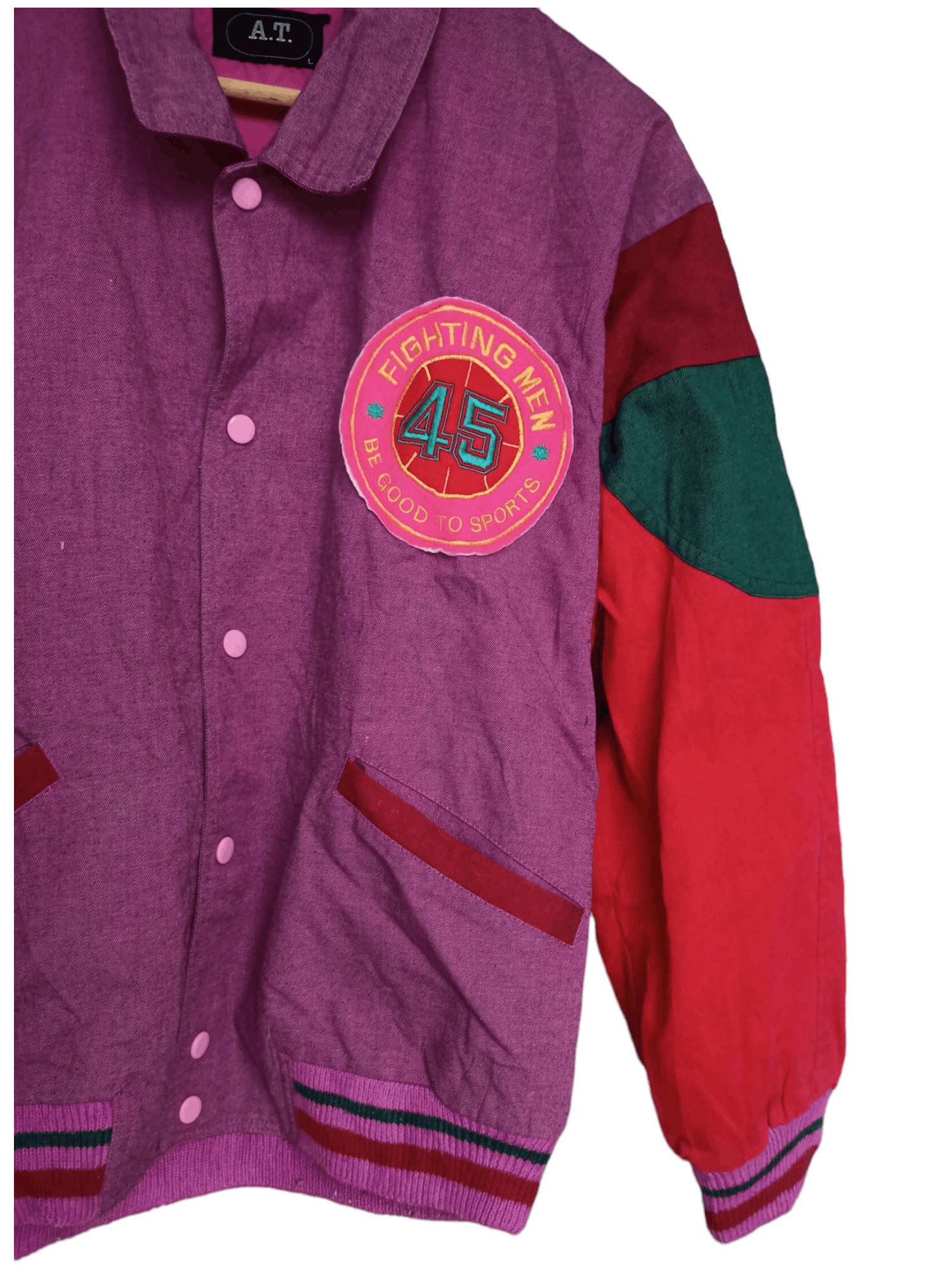 Vintage A.T Player Bomber Jacket Big Spellout At The Back Size US L / EU 52-54 / 3 - 6 Thumbnail