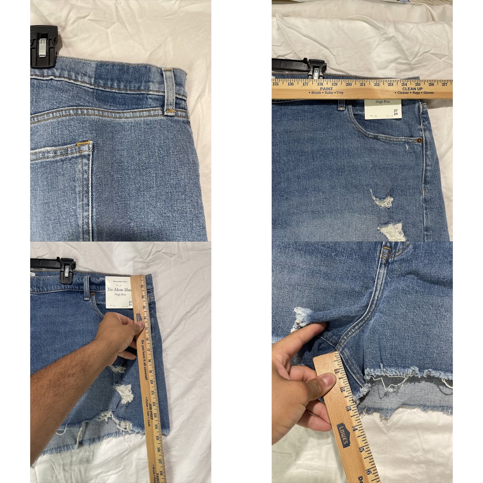 Abercrombie & Fitch Abercrombie & Fitch Shorts Womens 37 24 Denim The Mom High Rise Distressed Hem Blue 5-Pocket Classic Casual Womens Size 25" / US 0 / IT 36 - 8 Thumbnail