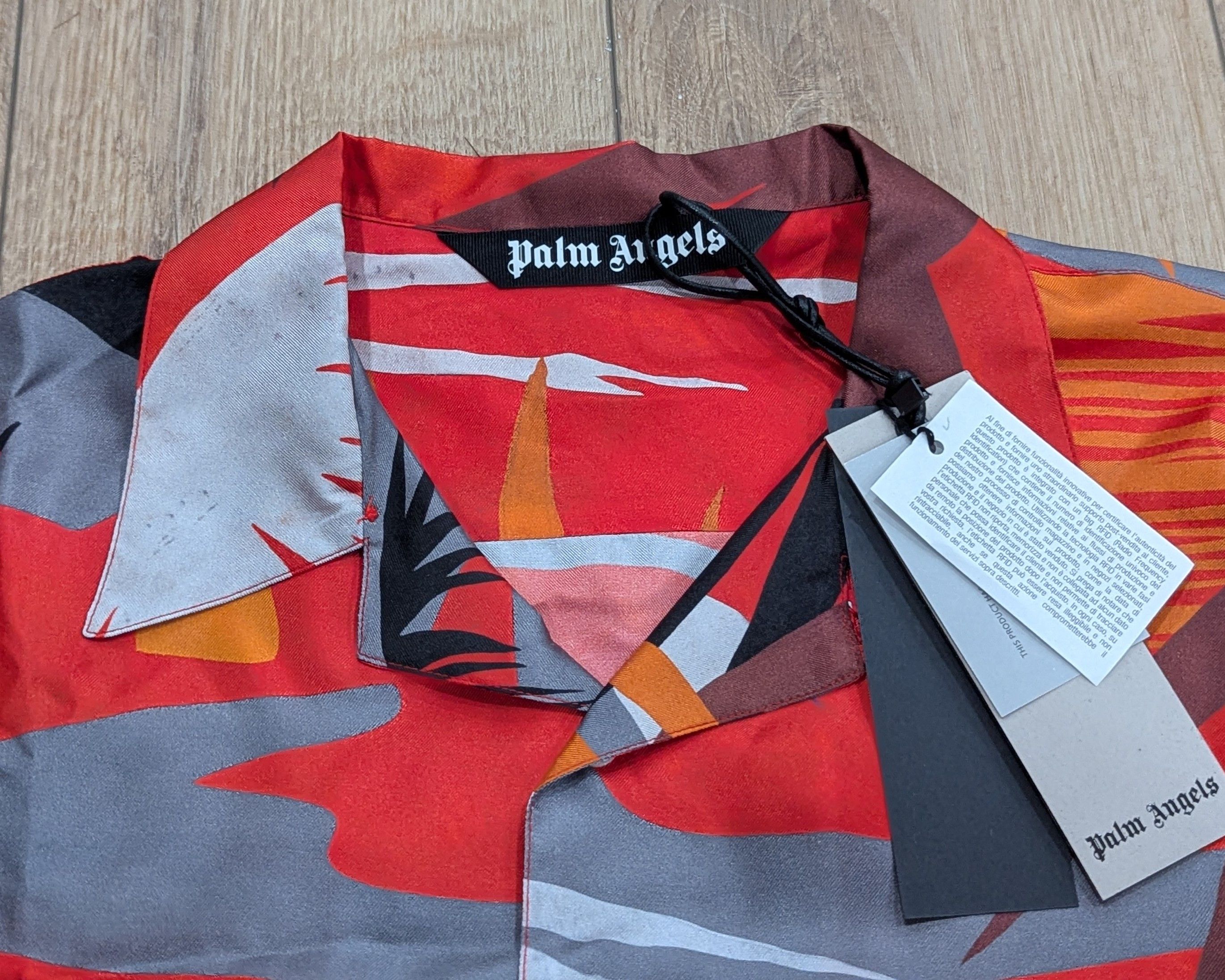 Palm Angels PALM ANGELS Hawaii Cropped Silk Button Up Shirt Muti 50 Size US M / EU 48-50 / 2 - 2 Thumbnail