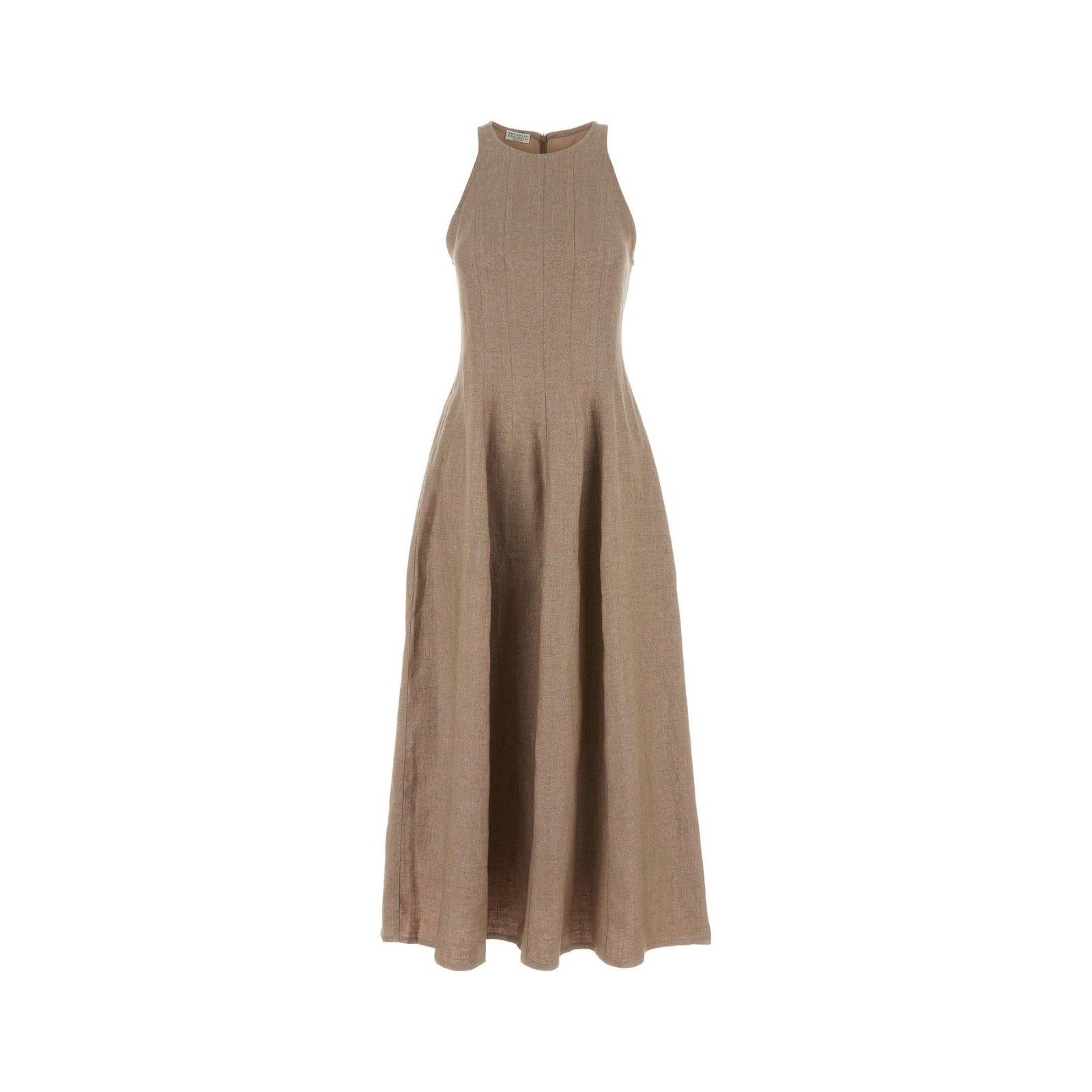 BRUNELLO CUCINELLI Cappuccino Linen Blend Dress New & Authen