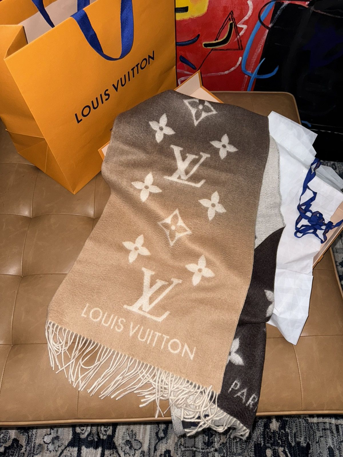 Louis Vuitton Louis vuitton gradient cashmere scarf Size ONE SIZE - 7 Thumbnail