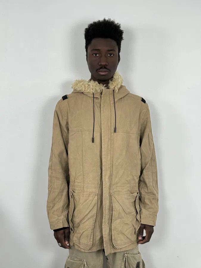 Givenchy 2000s Givenchy Destroyed Fur Hood Beige Cargo Jacket Size US M / EU 48-50 / 2 - 1 Thumbnail