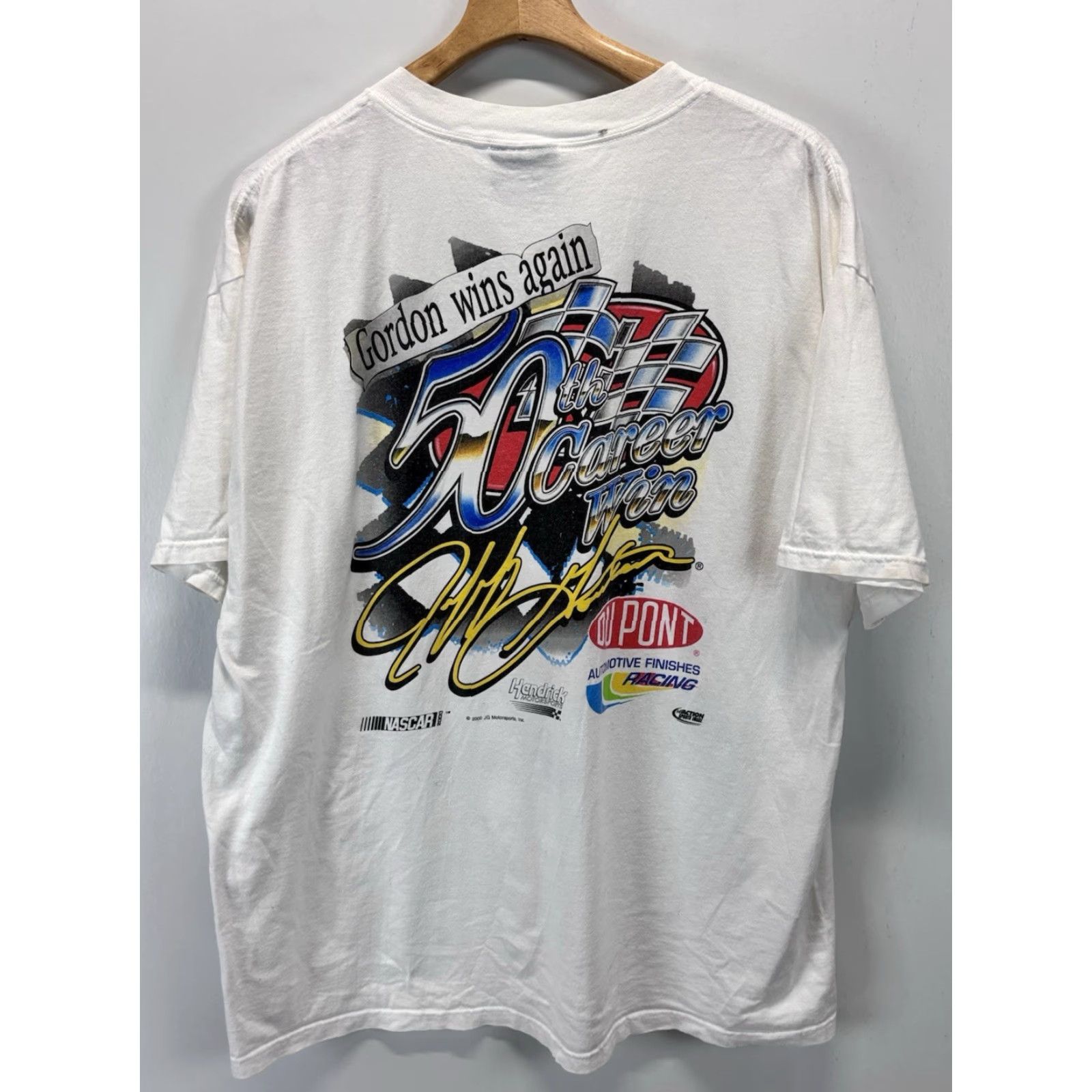 Chase Authentics VINTAGE Chase Authentics Jeff Gordon NASCAR T-Shirt Adult XL White 50th Career Win Y2K Mens Size US XL / EU 56 / 4 - 4 Thumbnail