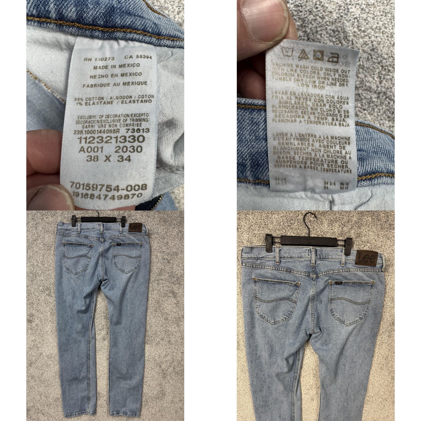Lee Lee Jeans Mens 38x32 Slim Fit Tapered Leg Denim Blue 5-Pocket Regular Zip Fly Mid Rise Casual N/A Size US 38 / EU 54 - 8 Thumbnail