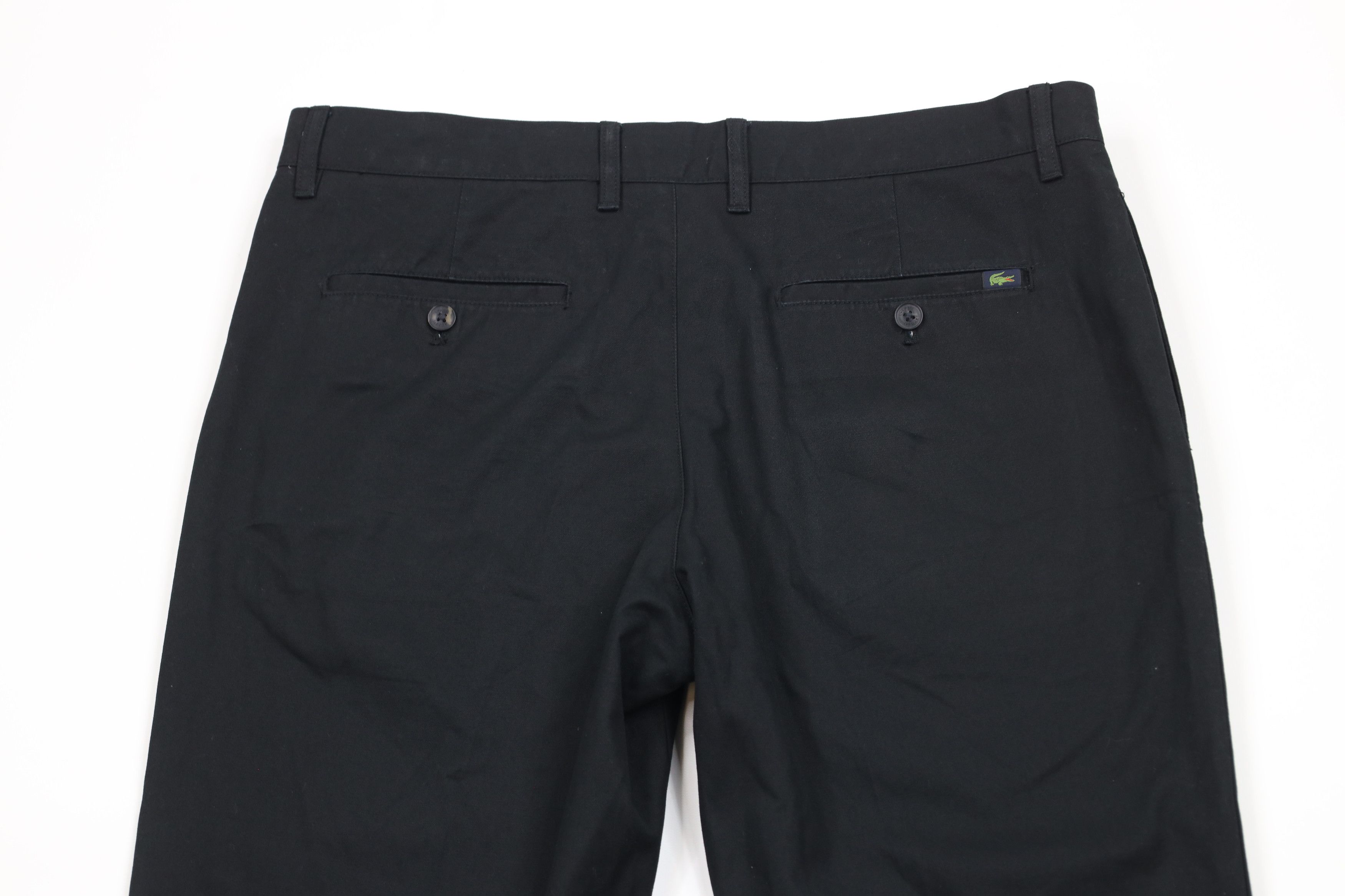 Lacoste × Vintage Lacoste Fit Distressed Flat Front Chino Pants Black Cotton Size US 34 / EU 50 - 10 Thumbnail