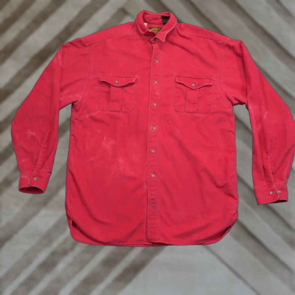 Eddie Bauer VINTAGE Eddie Bauer Shirt Mens XLT XL Tall Red Chamois Heavyweight Outdoors 80s Size US XL / EU 56 / 4 - 1 Thumbnail