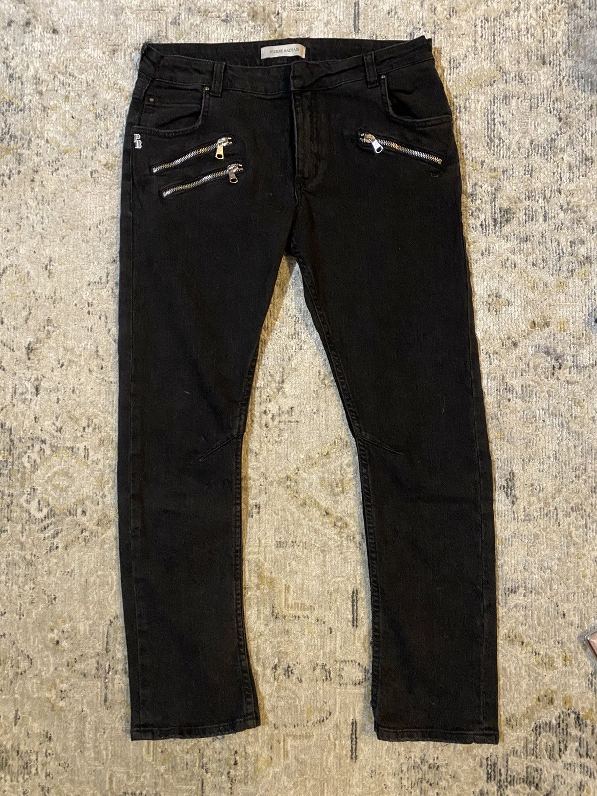 Balmain Multi-zip Biker Jeans