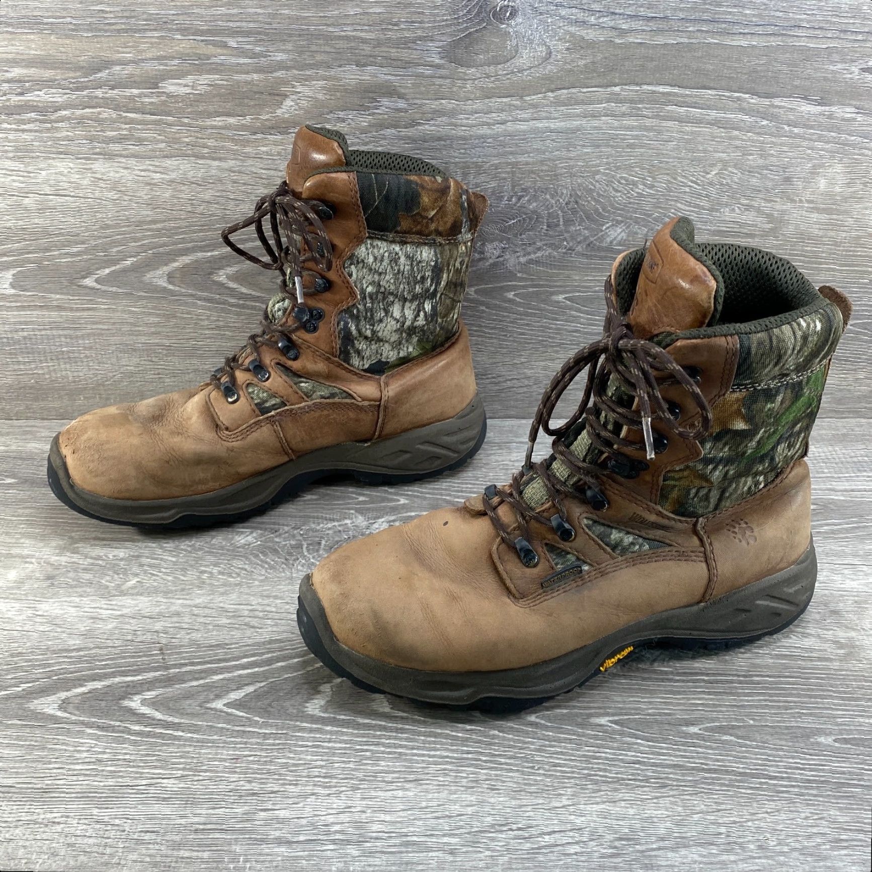 Vibram Wolverine Mens 9EW Brown Leather Camo Insulated Waterproof Boots Vibram Hunting Winter Hiking Size US 8 / EU 41 - 6 Thumbnail