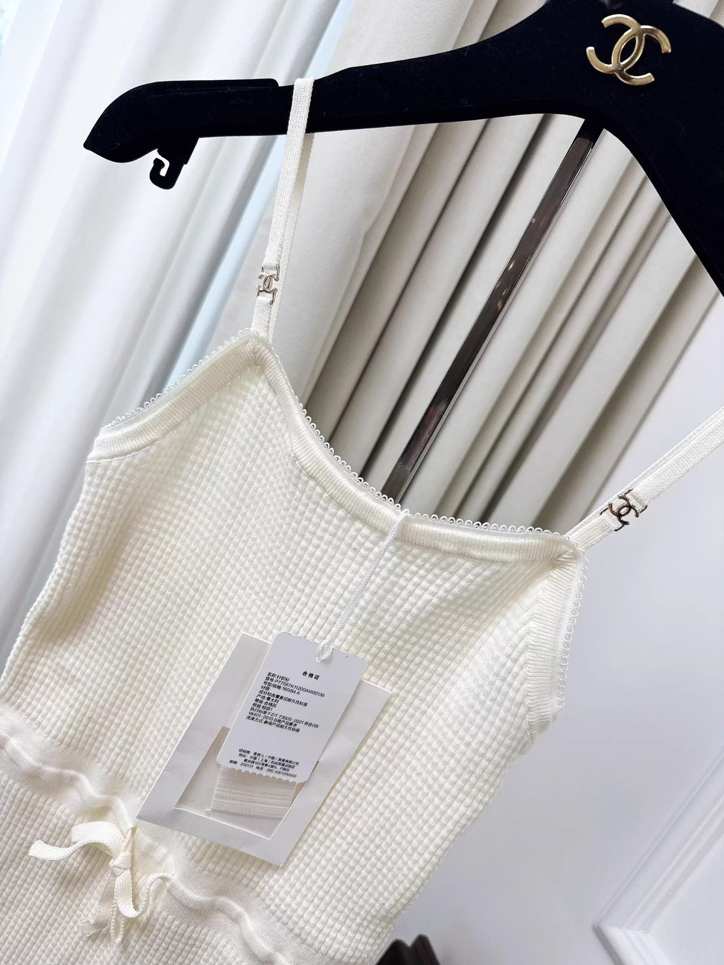 Chanel Chanel 24A White Waffle Bow Drawstring Cami 36 Size XS / US 0-2 / IT 36-38 - 2 Thumbnail