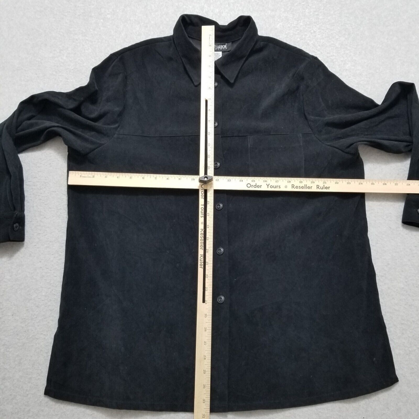 Other Sag Harbor Shirt 18W Black Button Up Pocket Long Sleeve Size XXL / US 16-18 / IT 52-54 - 6 Thumbnail