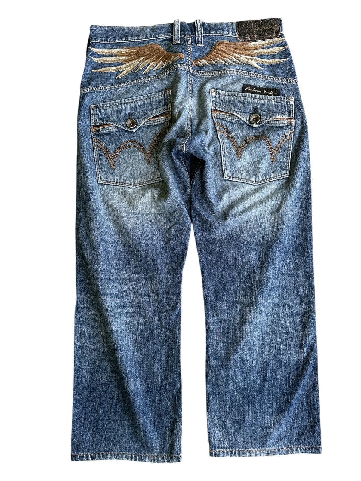 Kapital Trashed Edwin Embroid Distress Denim🎌💥 Size US 34 / EU 50 - 1 Thumbnail