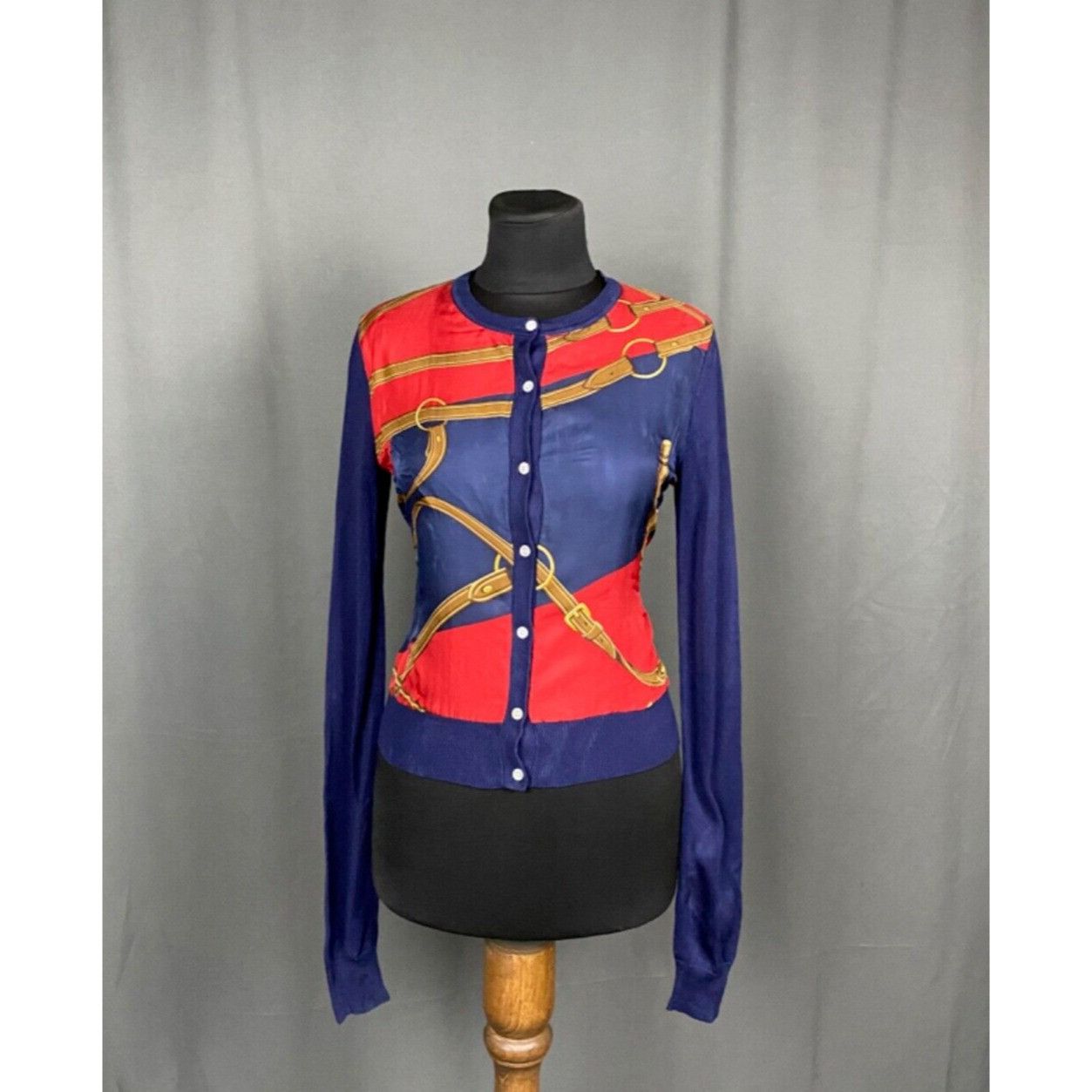 Ralph Lauren RARE! Ralph Lauren Vintage Baroque Blue Silk Cardigan Sweate Size S / US 4 / IT 40 - 1 Thumbnail
