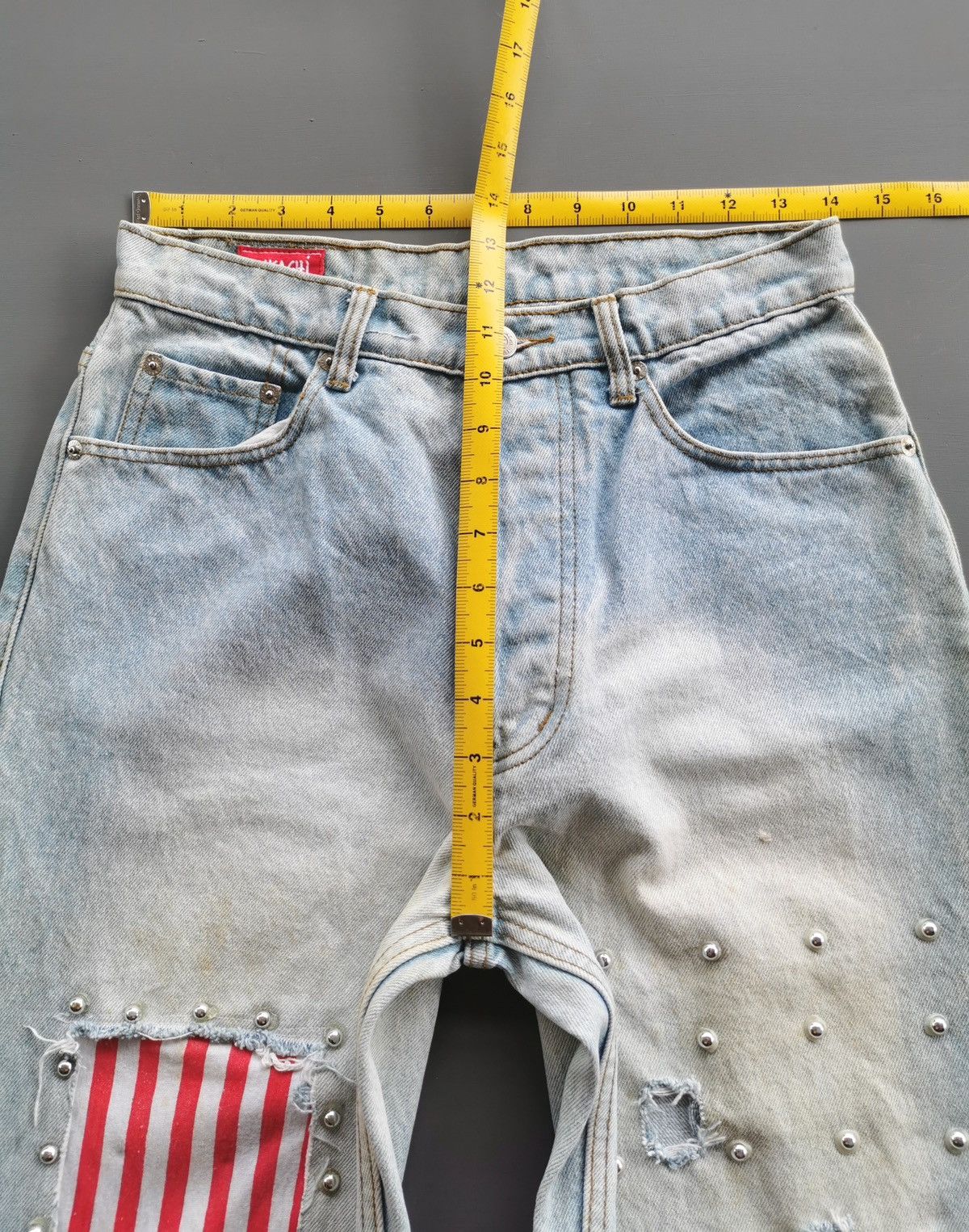 Other Kakachi USA Flag Studded Distressed Square Design Jeans Size US 28 / EU 44 - 13 Thumbnail