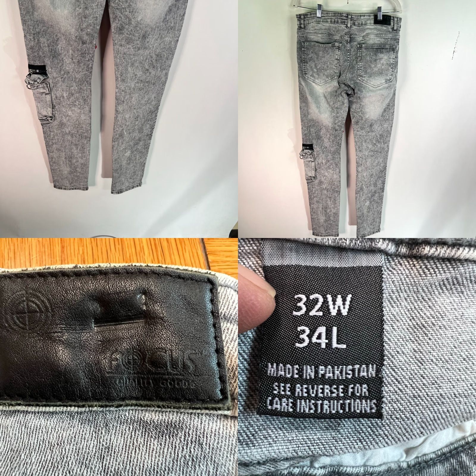 Denime VINTAGE Focus Jeans Cargo Denim Mens Size 32 Gray Acid Wash Skinny 32X34 City Style Mens Size US 32 / EU 48 - 8 Thumbnail