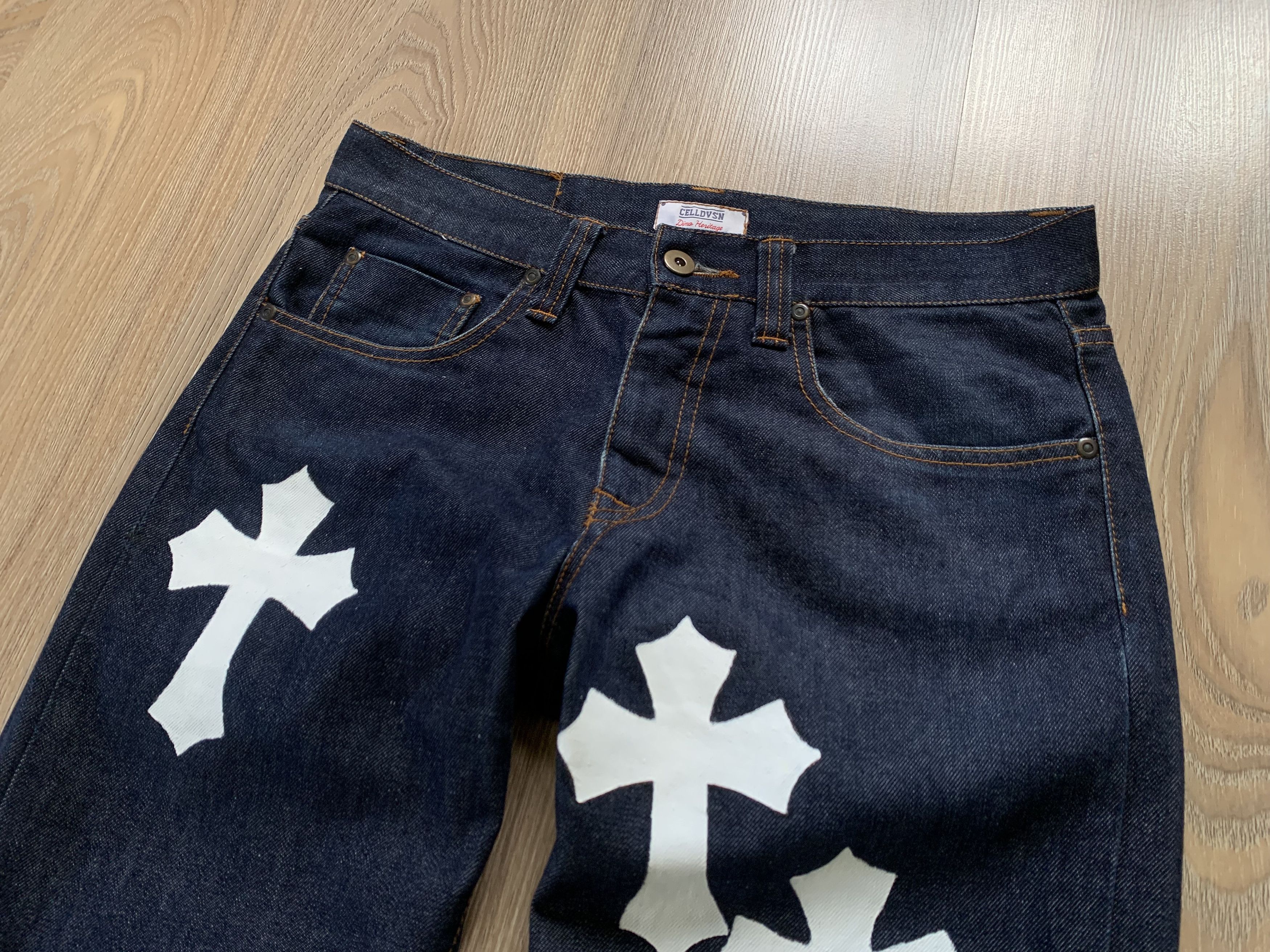 Designer Vintage Cell Dvsn Dino Heritage Cross Printed Jeans Size US 28 / EU 44 - 4 Thumbnail