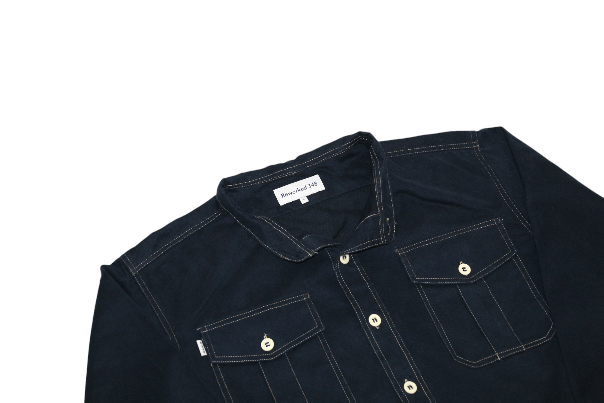 Garment Reproduction of Workers Reworked 348 military & workwear redesigned denim overshirt Size US L / EU 52-54 / 3 - 13 Thumbnail