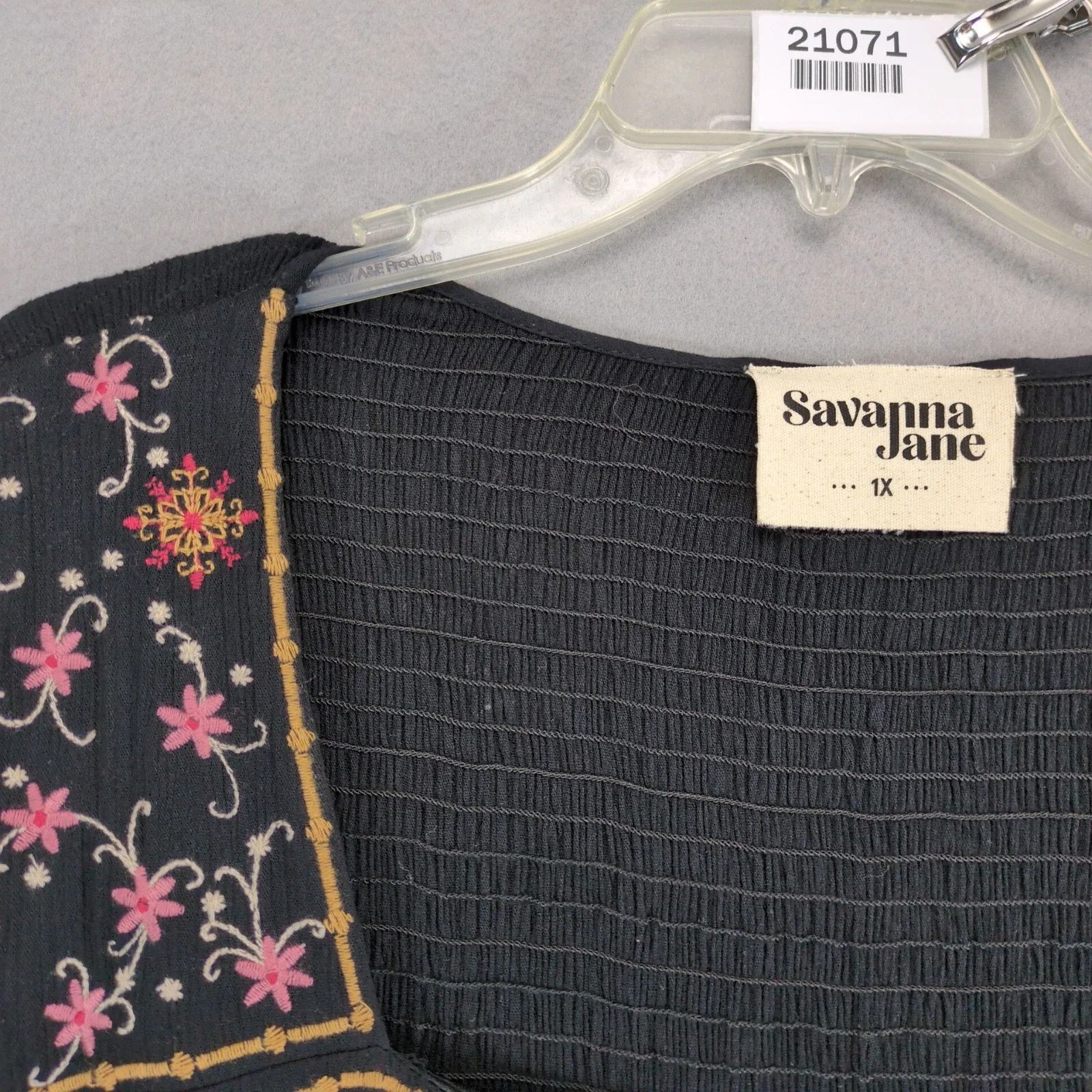 Other Savanna Jane Black Embroidered Dress Plus Size 1X Flared Slv Size XL / US 12-14 / IT 48-50 - 3 Thumbnail