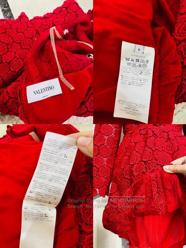 Valentino Valentino Red three-dimensional crocheted rose dress Size S / US 4 / IT 40 - 9 Thumbnail