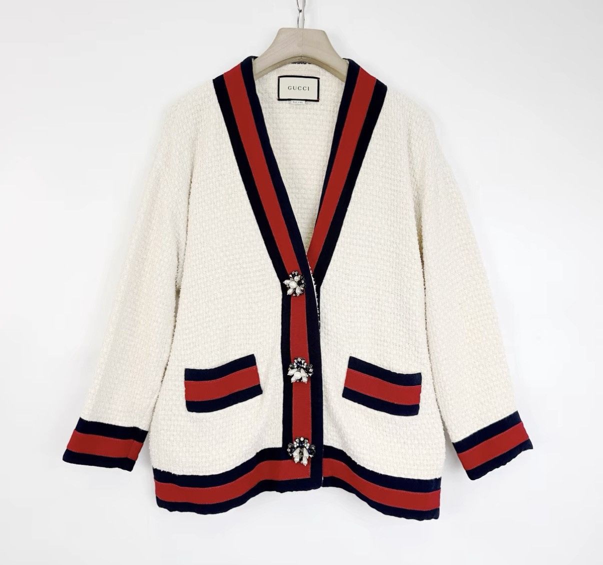Gucci Gucci Contrast Panel Pearl Button Tweed Knit Cardigan K12 Size XS / US 0-2 / IT 36-38 - 1 Thumbnail