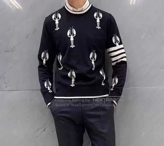 Thom Browne Thom Browne Dark blue round neck long-sleeve knitted sweat Size US L / EU 52-54 / 3 - 7 Thumbnail
