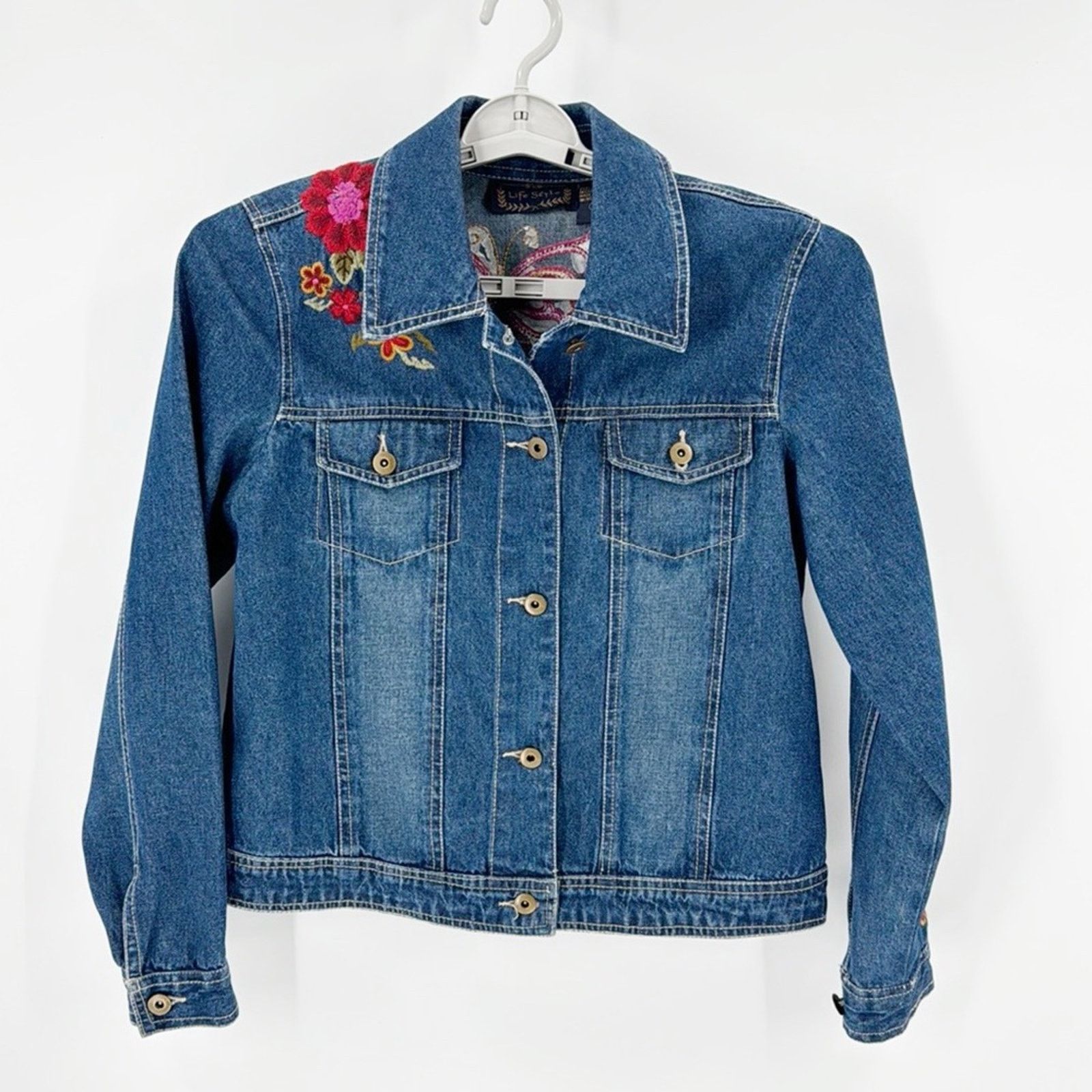Other Life Style late 90s embroidered denim jacket girl sz M Size M / US 6-8 / IT 42-44 - 1 Thumbnail