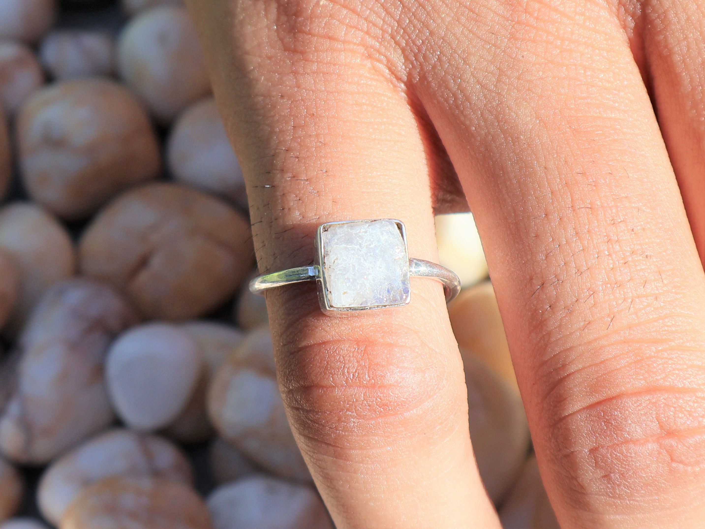 Handmade Moonstone Ring, 925 Sterling Silver Jewelry, Handmade Ring Size ONE SIZE - 8 Thumbnail