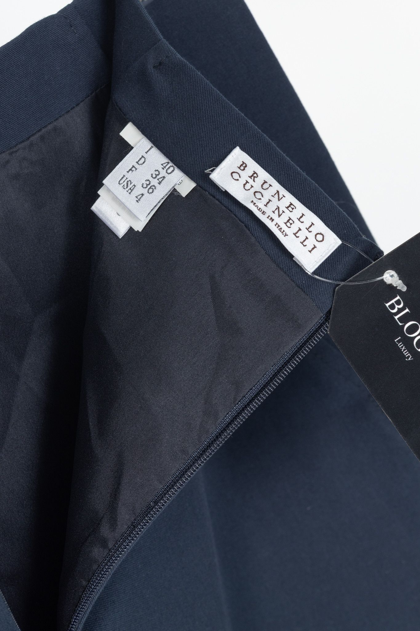 Brunello Cucinelli Brunello Cucinelli Navy Cotton Pencil Skirt Size 27" / US 4 / IT 40 - 7 Thumbnail