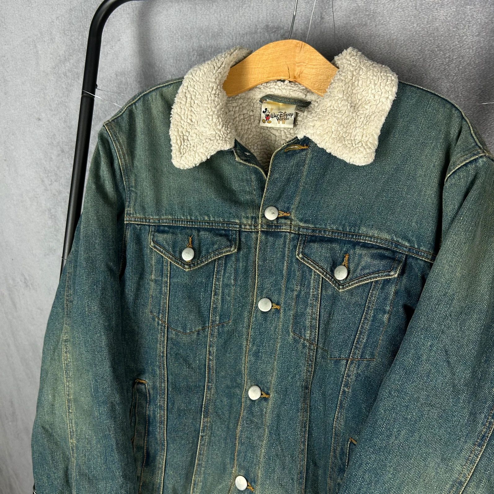 Disney Disney Jacket denim Sherpa duży Mickey big logo print Size US S / EU 44-46 / 1 - 5 Thumbnail